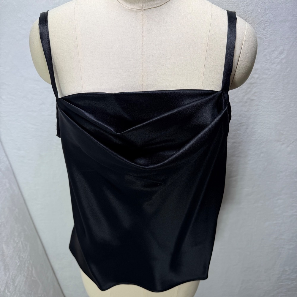 Patra Womens Size 12 Black Satin Spaghetti Strap Camisole Top Evening Formal